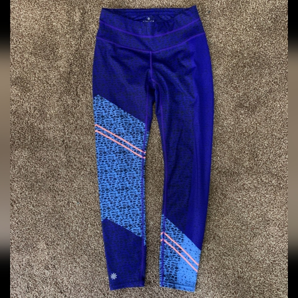 Athleta sz XS Blue Animal Print Leggings - Picture 1 of 6